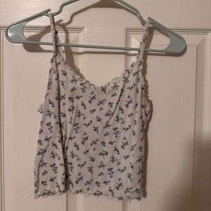 Hollister Blue Floral Spaghetti Strap Crop Top